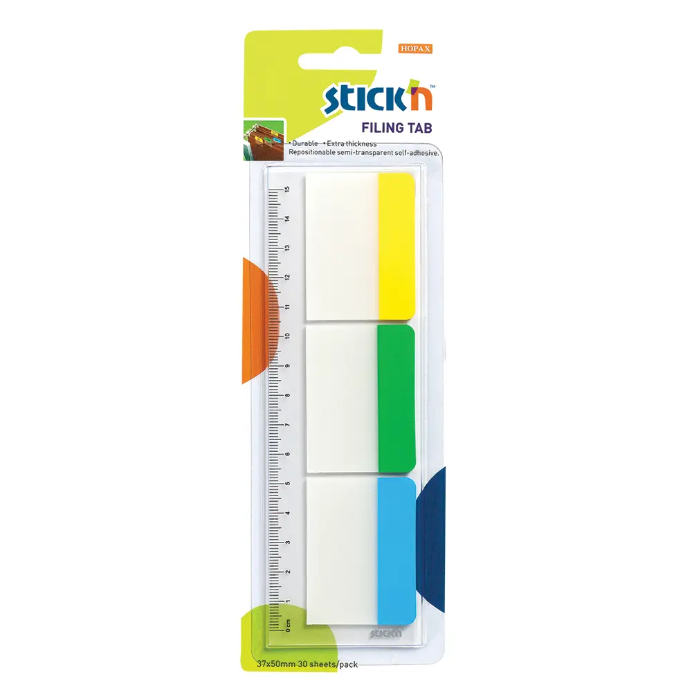 Stick 'n Note Filing Tabs Repositionable  (Solid)