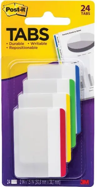 Post-It Filing Tabs Assorted 12x50mm 