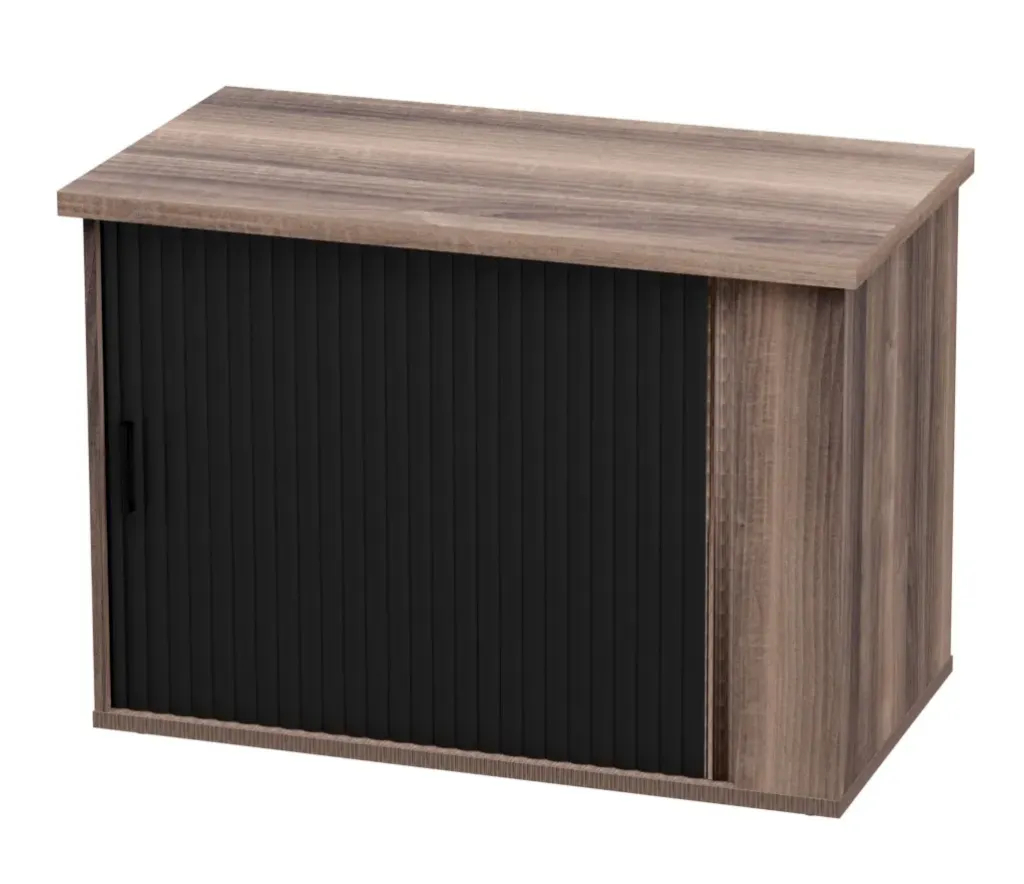 [FURN330-10060BRDAWT] Roller Door Credenza (Black Door) (1000x600mm, American Walnut)