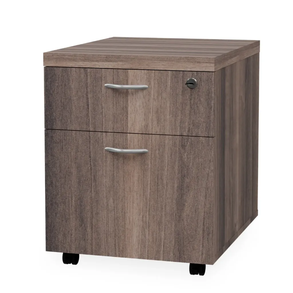 [FURN300-MOB1D1DFAWT/TL] Mobile Pedestal 1 Drawer, 1 Deep Filer (American Walnut, Top Lock)