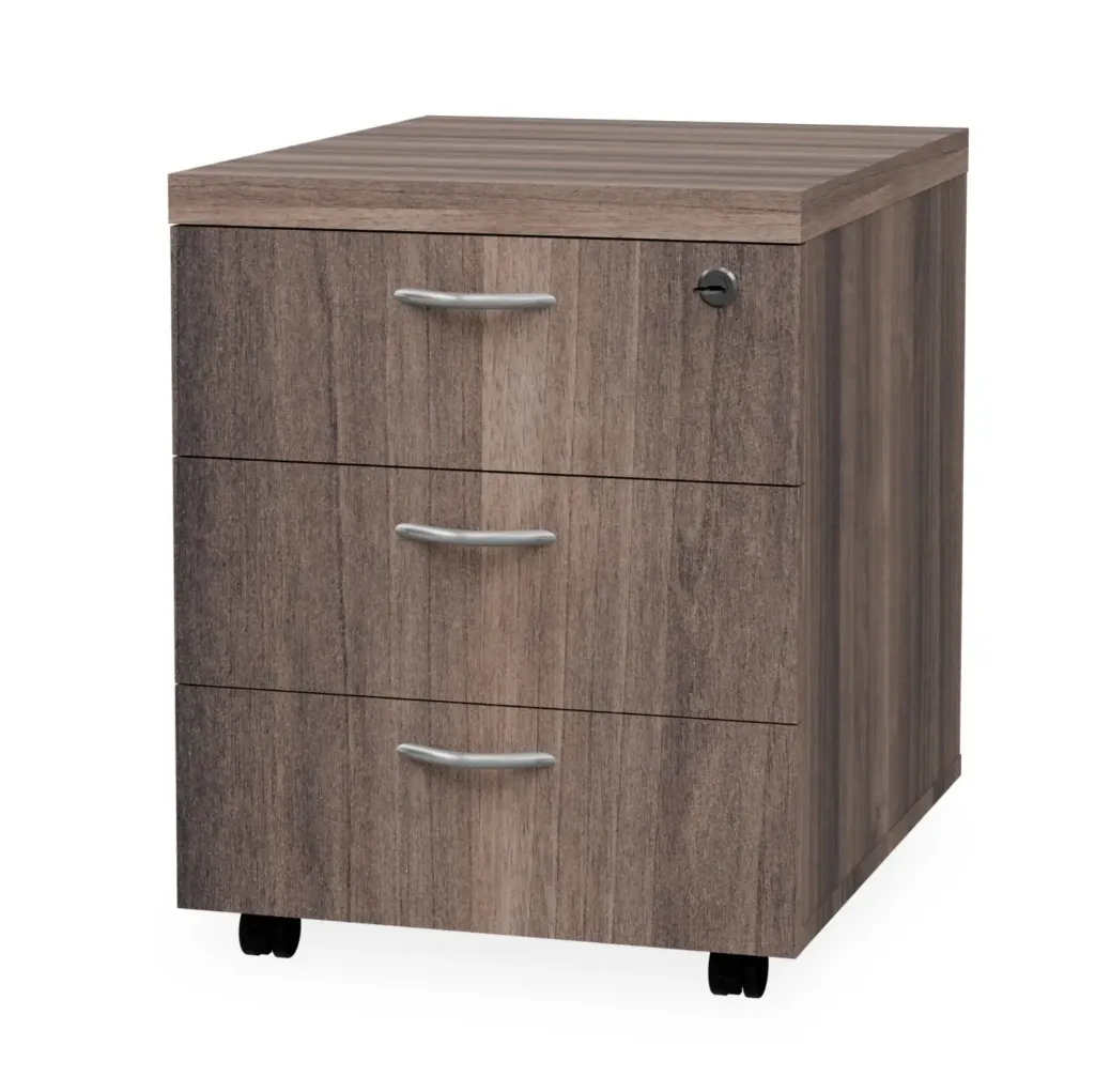 [FURN300-MOB3DAWT/TL] Mobile Pedestal 3 Drawer (American Walnut, Top Lock)