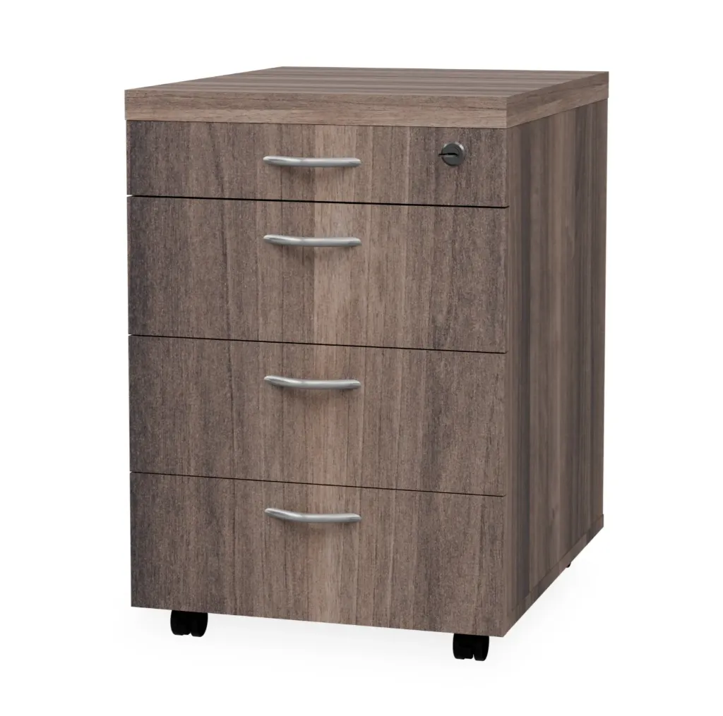 [FURN300-MOB3D+PTAWT/TL] Mobile Pedestal 3 Drawer & Pencil Tray (American Walnut, Top Lock)