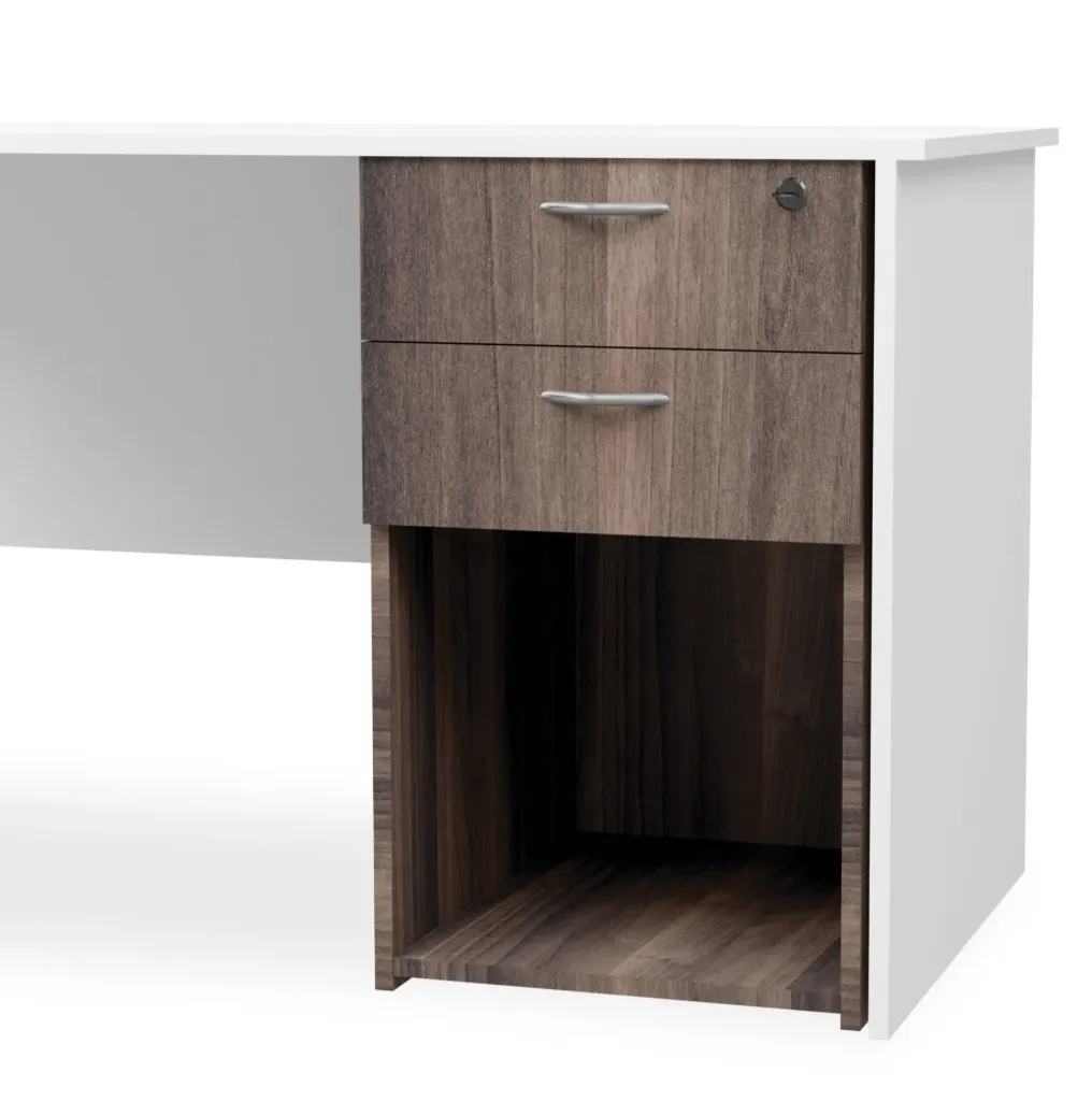 [FURN310-DH2DLAAWT/TL] Desk Height Pedestal 2 Drawer, Lever Arch (American Walnut, Top Lock)