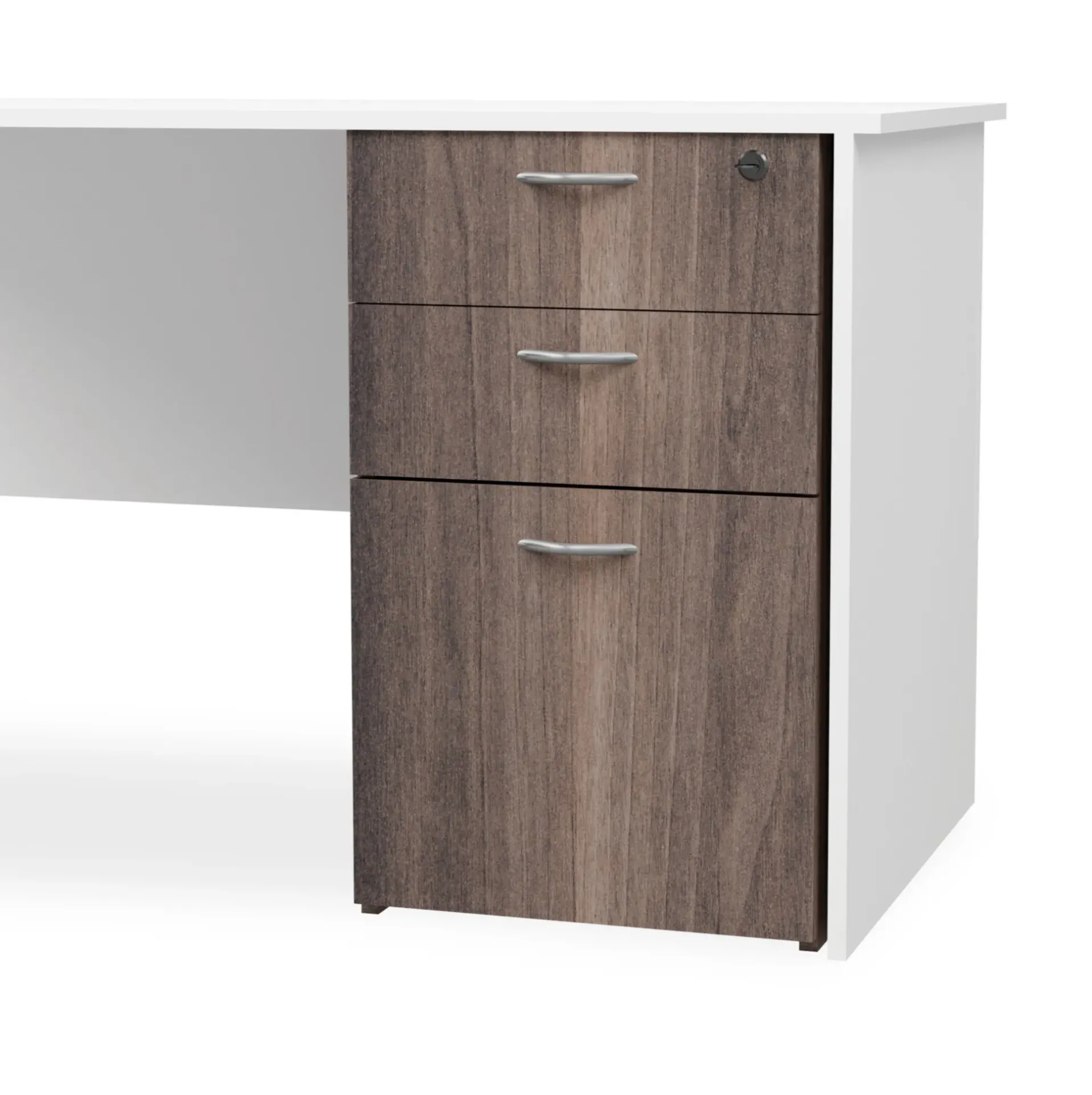 [FURN310-DH2D1DFAWT/TL] Desk Height Pedestal 2 Drawer, 1 Deep Filer (American Walnut, Top Lock)