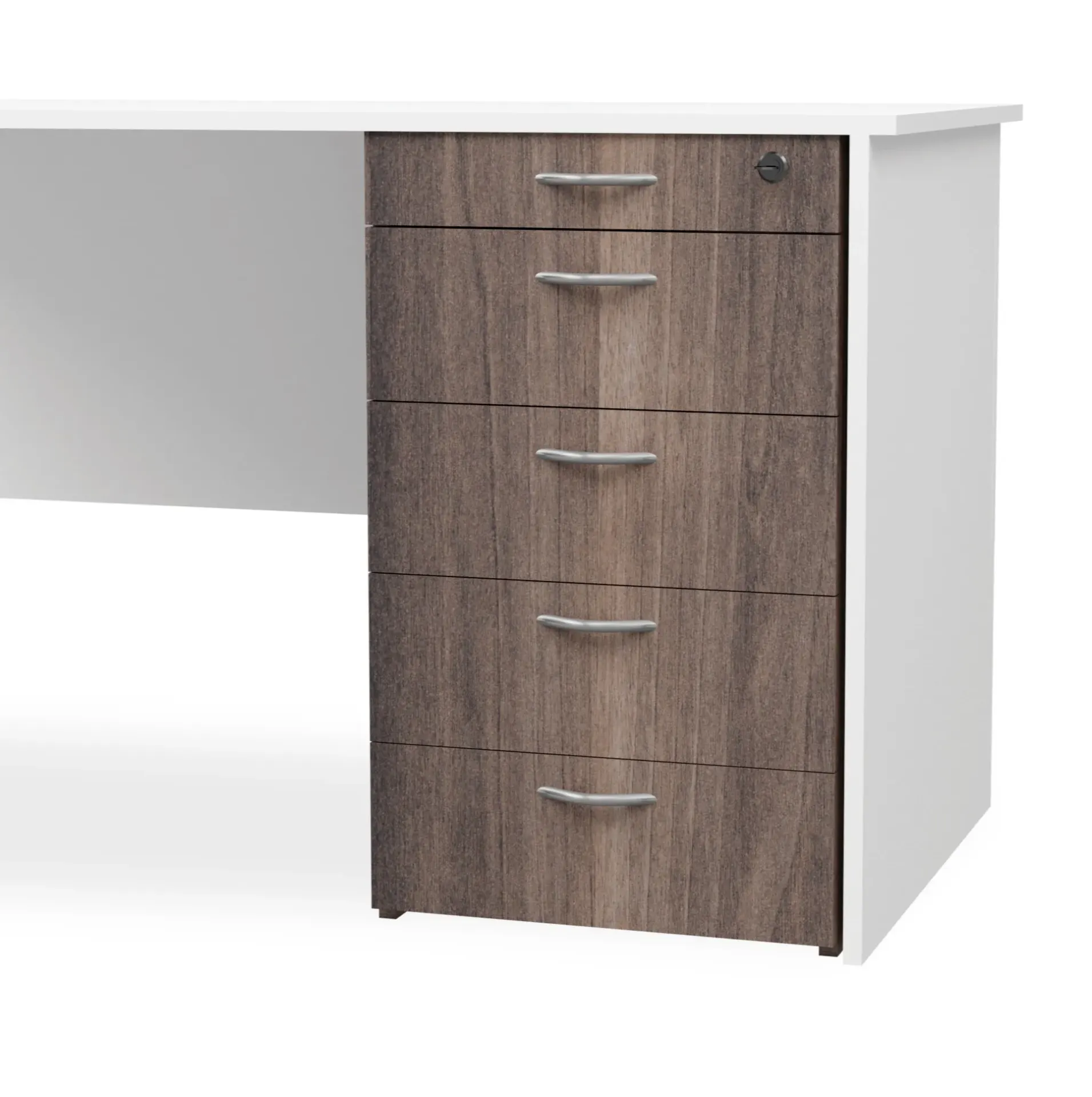 [FURN310-DH4DPTAWT/TL] Desk Height Pedestal 4 Drawer, Pencil Tray (American Walnut, Top Lock)