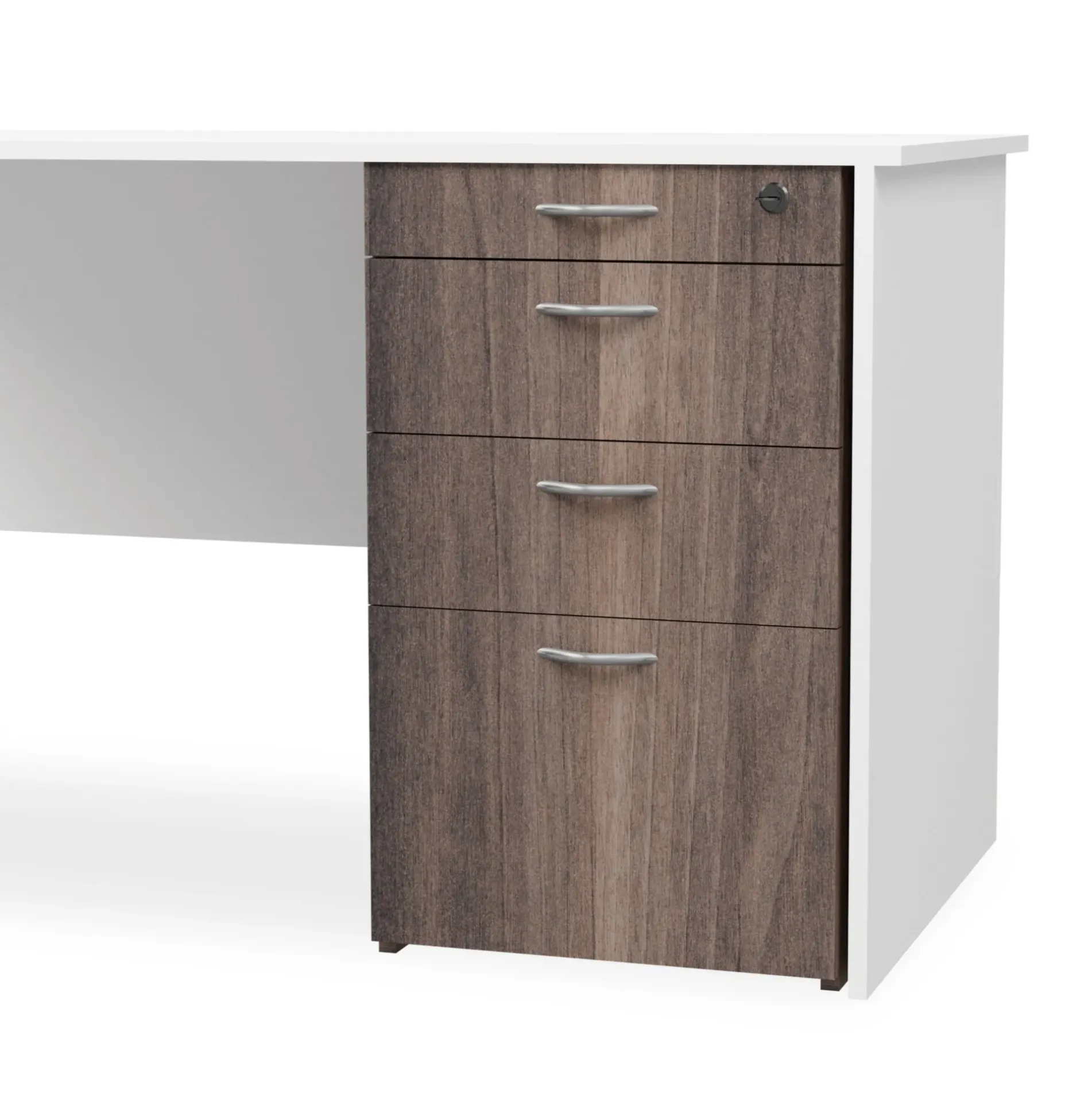 [FURN310-DH2D1DFPTAWT/TL] Desk Height Pedestal 2 Drawer, 1 Deep Filer & Pencil Tray (American Walnut, Top Lock)