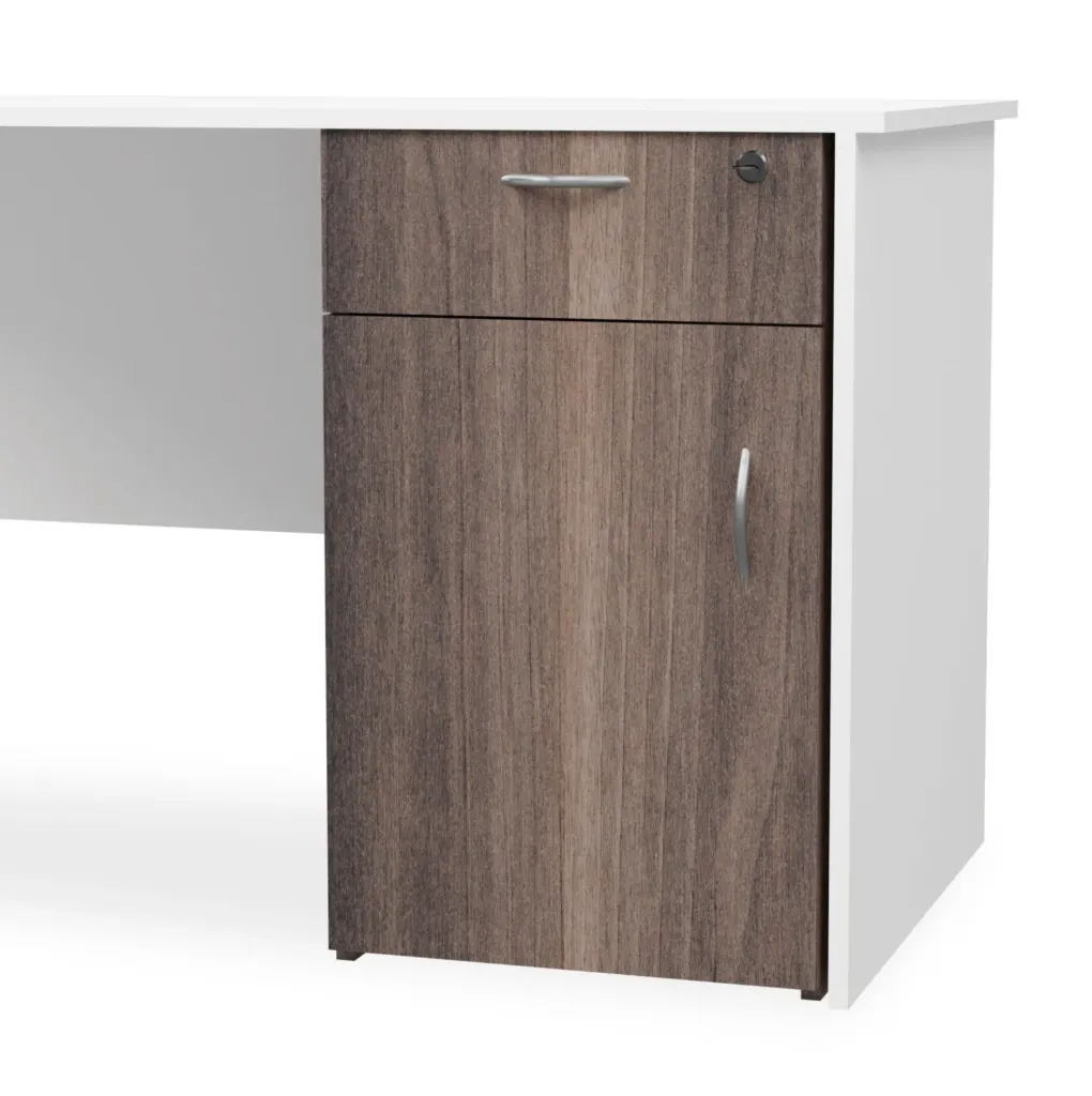 [FURN310-1D1HDAWT/TL] Desk Height Pedestal 1 Drawer, Hinge Door (American Walnut, Top Lock)
