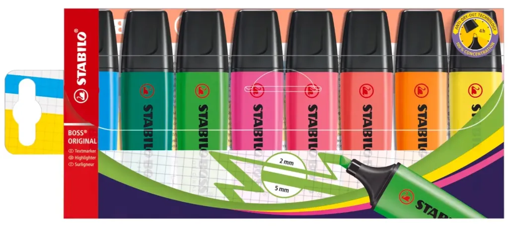 [HIGH005-7008W] Stabilo Boss Highlighters - Wallets (Wallet 8)