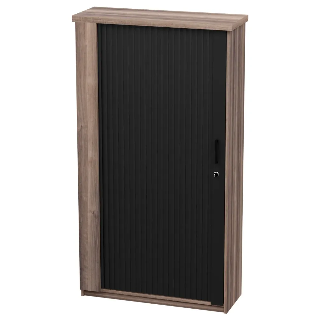 [FURN410-WRDSYS1509040AWT] Roller Door Systems Cabinet (American Walnut, White Roller Door)