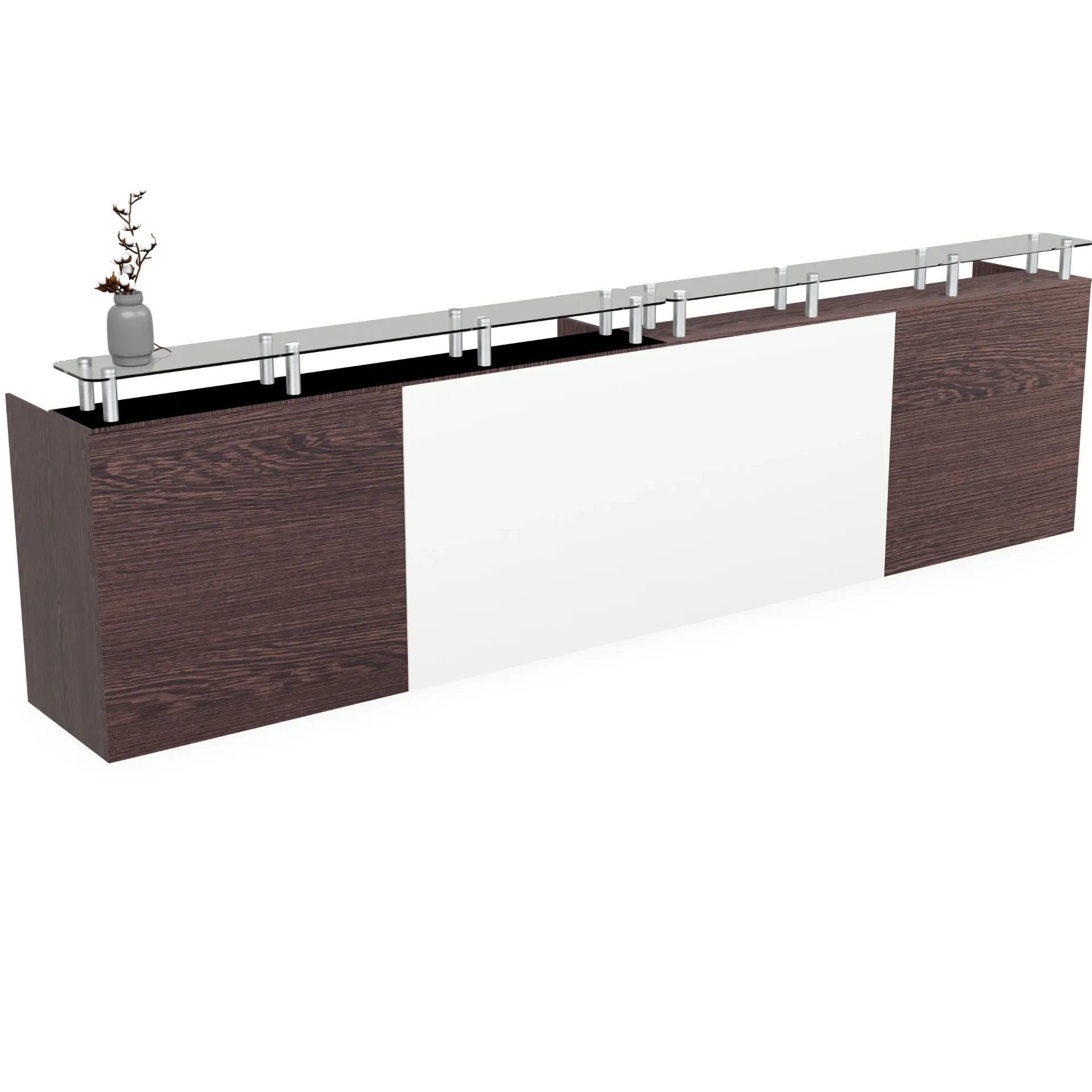 [FURN800-OMEDBL/REC/36070AWT] Omega Double Reception (3600x700mm, American Walnut)