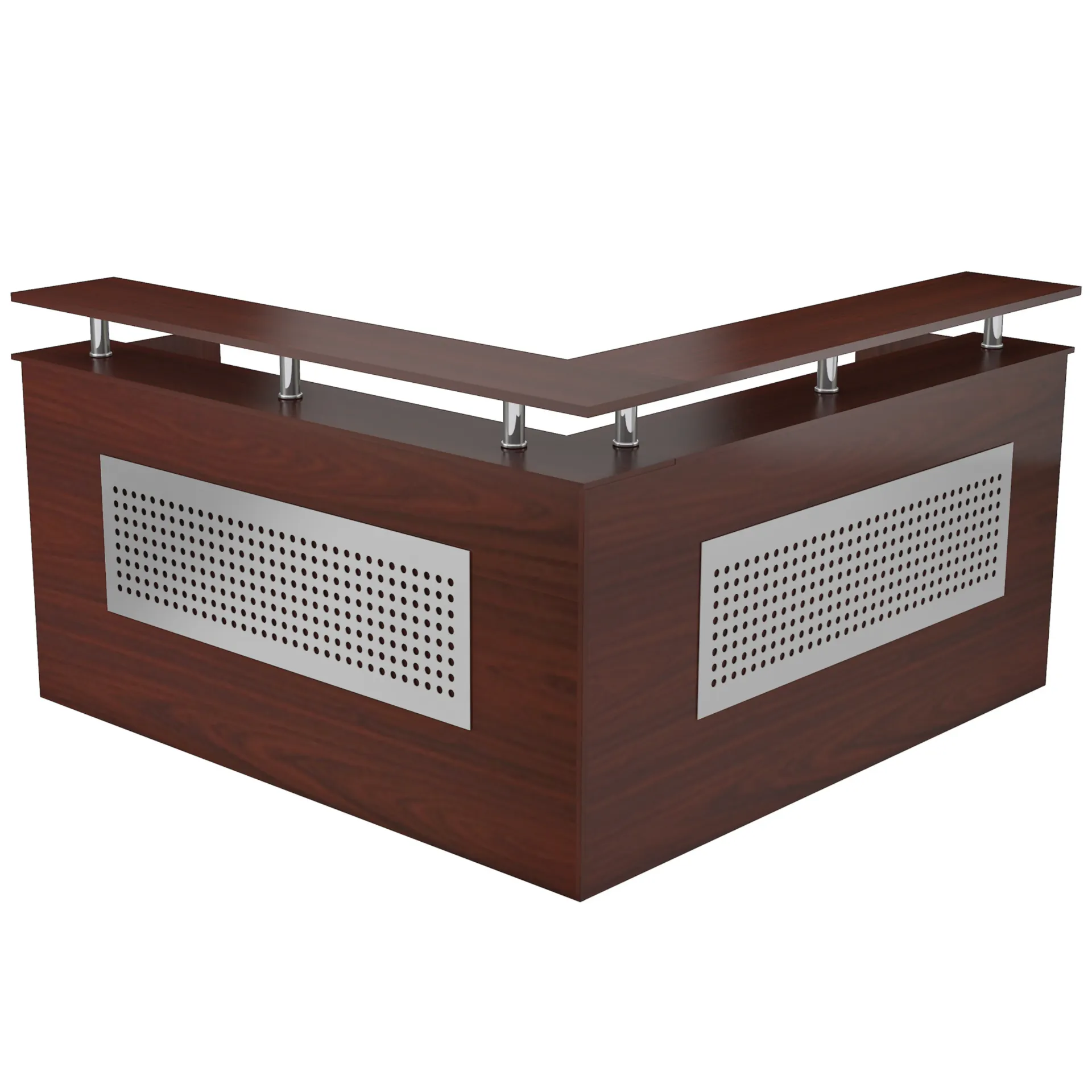 [FURN800-ALP/LS/REC/16070AWT] Alpha L-Shape Reception (1600x700/1600x700mm, American Walnut)
