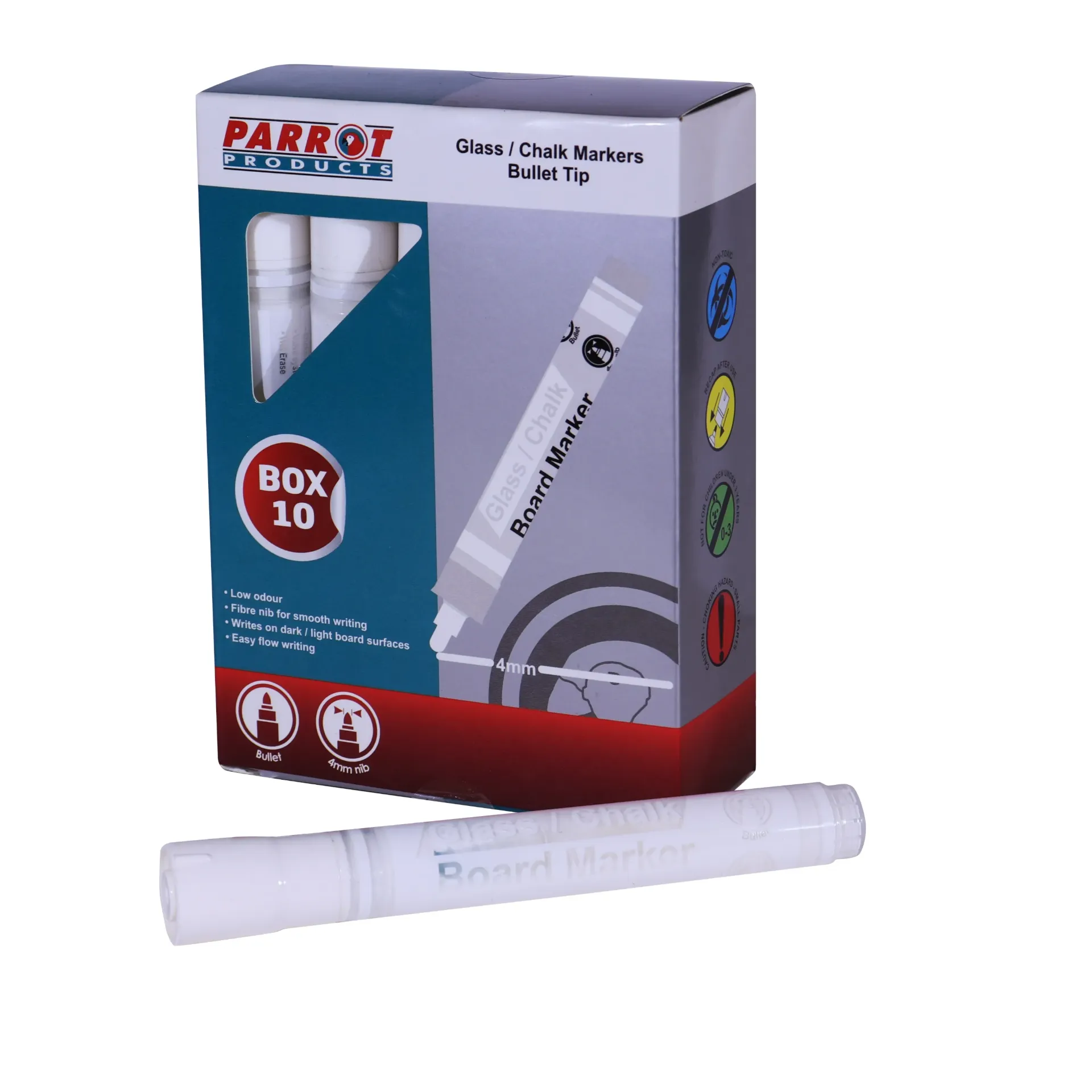 [MARK014-PC1001WHT] Parrot Glass/Chalk Markers White