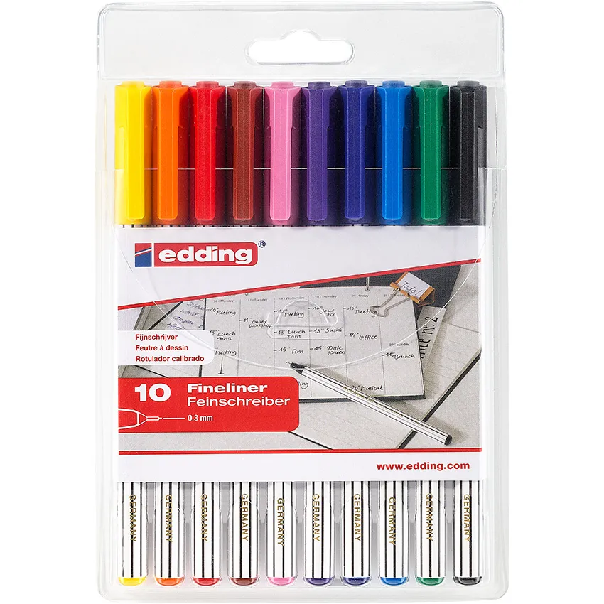 Edding Office Fineliners Assorted (Wallet 10)