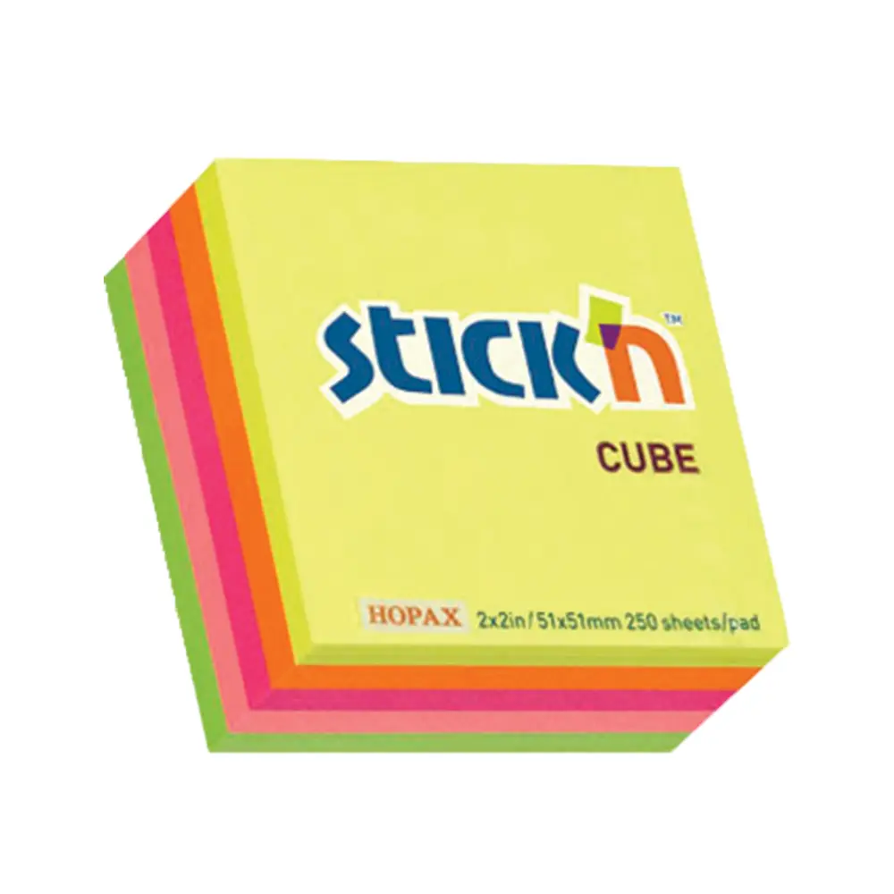 Stick 'n Cube 50x50mm Neon 